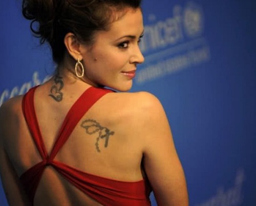 Alyssa Milano Cross Tattoo